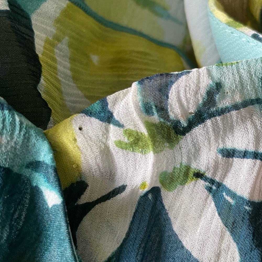 Pendleton Sleeveless Green Blue Floral Silk Ruffle Dress Size 8 Petite - Picture 12 of 14